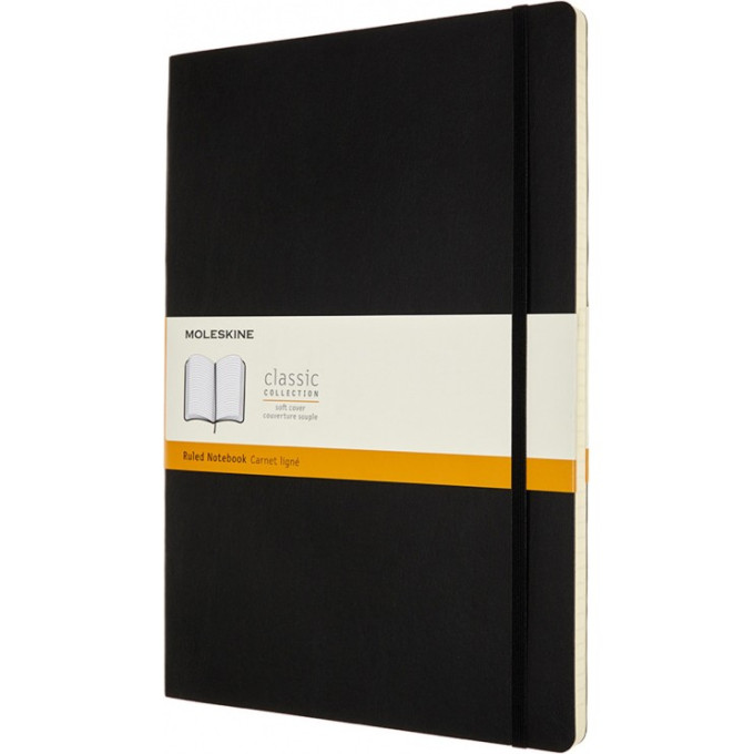 Блокнот MOLESKINE Classic Soft A4, в линейку, чёрный QP641
